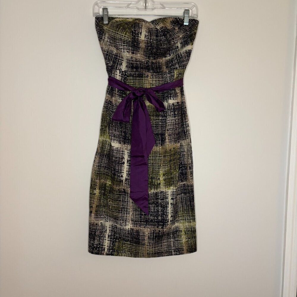 EDME & ESYLLTE Anthropologie 2 NEW Strapless Pencil Dress Tan Black Purple